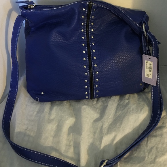 Marc Fisher sling blue purse.