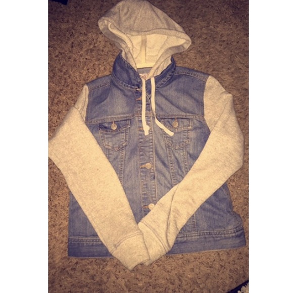 Grey and jean jacket
