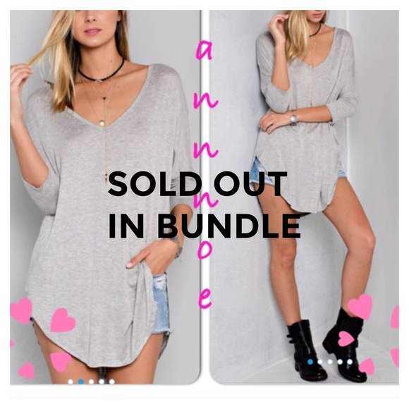 😍HEATHER gray v neck tunic