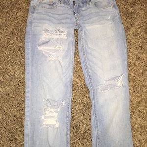 Distressed light wash skinny jeans from Hollister