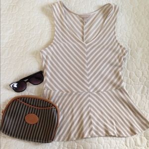 Banana Republic Peplum Top in White & Nude