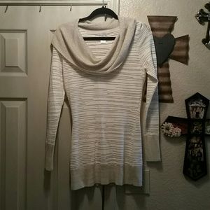 Ivory and gold cowl neck sweater