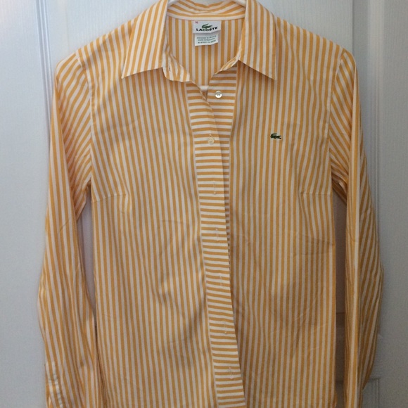 Yellow & White Stripe Lacoste Shirt