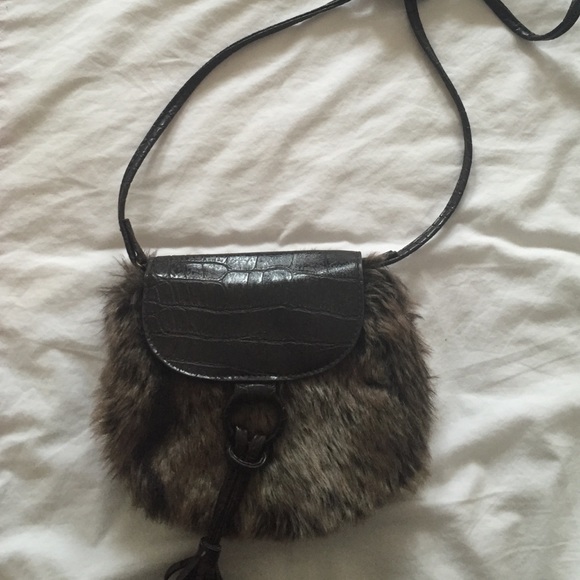 Faux fur and snake skin pattern mini purse
