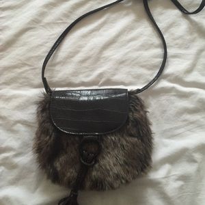 Faux fur and snake skin pattern mini purse