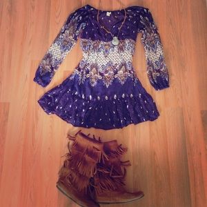 Purple Paisley Bohemian Dress