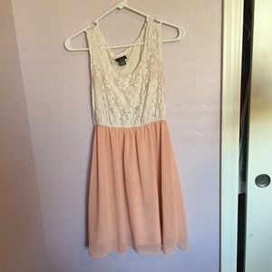 pink/ white lace top dress