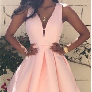 Sexy Pink sleeveless zippered dress