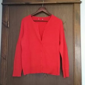 Red cardigan