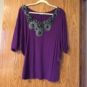 Gorgeous Accented Neckline Top  *NEVER WORN!*
