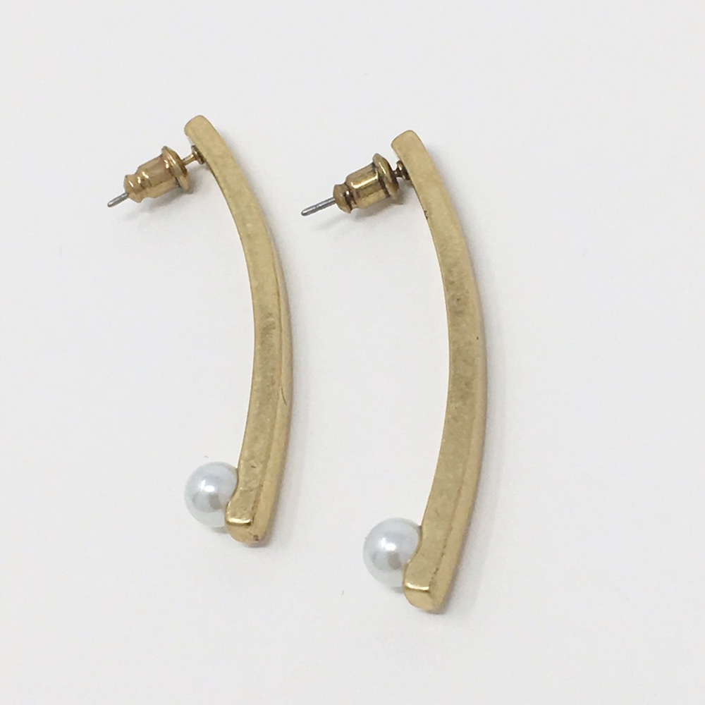 Jenny Bird Gold Maigret Stick Earrings. - Picture 2 of 2