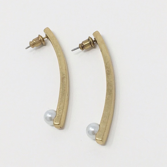 Jenny Bird Gold Maigret Stick Earrings. - Picture 2 of 2