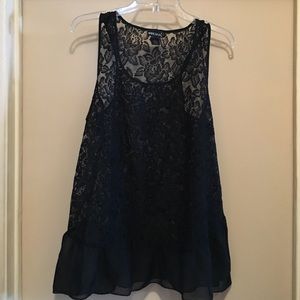 Black Sheer Lace Tank Top