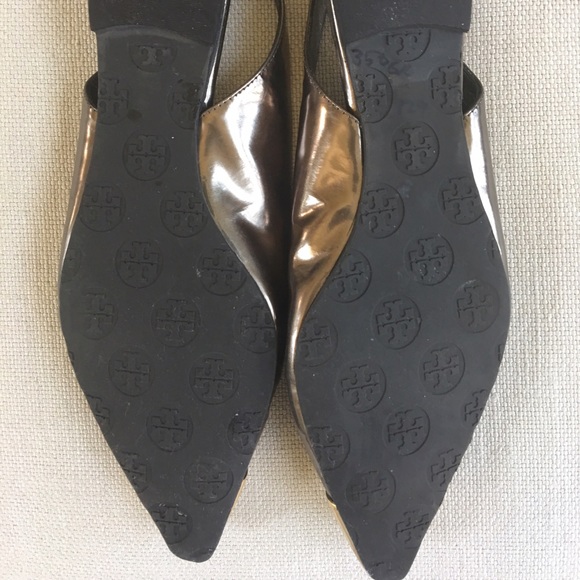 TORY BURCH Silver/Gold Meg Slingback Flats  7.5 - Picture 2 of 4