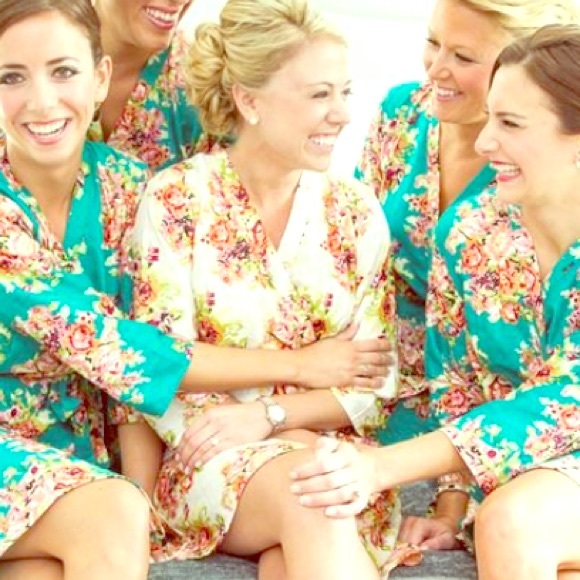 Bridal Robe - white floral pattern