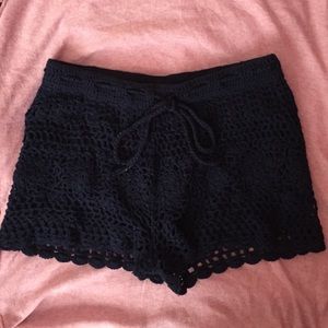 Navy blue crochet shorts