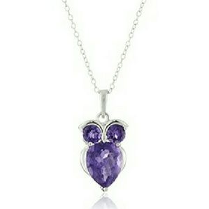 Sterling silver amethyst owl necklace