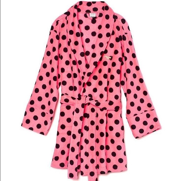VS PINK Polka Dot Fuzzy Robe