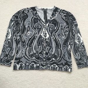 NWT Pierri NY Black/ Gray Beaded/Button Cardigan