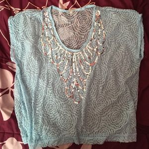 See- thru lace top with sequins!