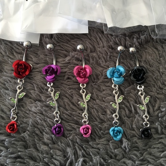 Rose Dangle Belly Rings
