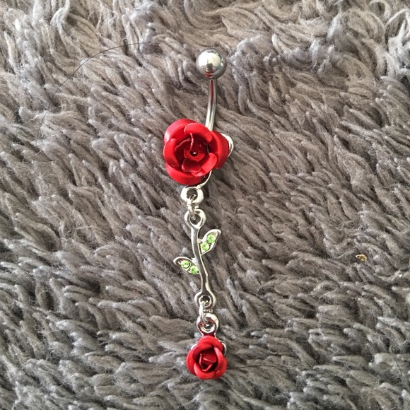 Rose Dangle Belly Rings - Picture 2 of 4