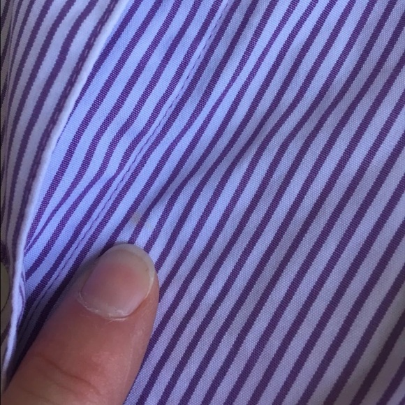 White/Lavender Striped Button SHIRT French Cuffs S - Picture 3 of 4