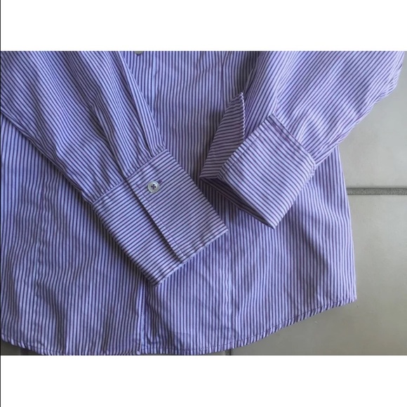 White/Lavender Striped Button SHIRT French Cuffs S - Picture 4 of 4