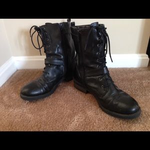 Black lace up combat boots