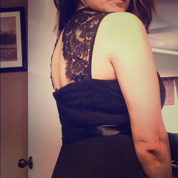 Simple black lace back dress
