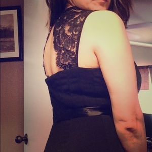 Simple black lace back dress