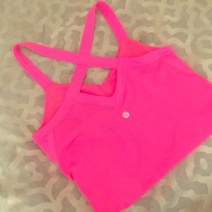 Hot pink lululemon tank like new cross cross back