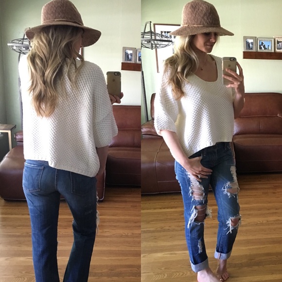 RESERVED▪️Ivory Knit Elbow Sleeve Crop - Picture 3 of 4