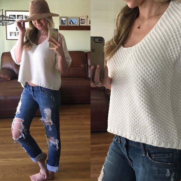 RESERVED▪️Ivory Knit Elbow Sleeve Crop - Picture 4 of 4