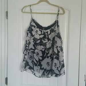 Ruffled black and white top