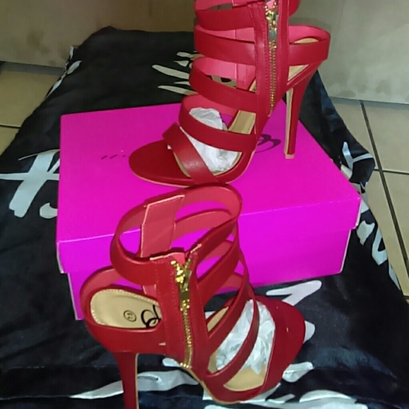 Sexy red gladiator heels
