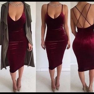 🆕Red sexy velvet Bodycon dress❤️