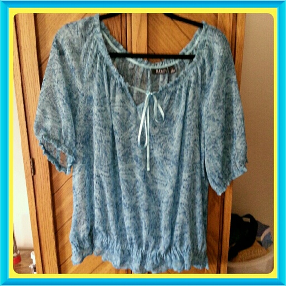 a.n.a Tops - a n a ADORABLE  COOL BLUE BOHO TOP
