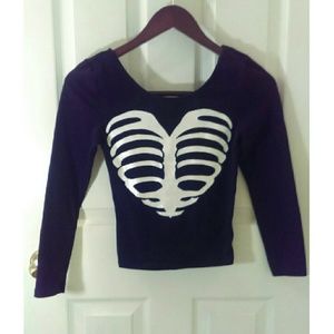 H&M Glittery Bones Crop Top