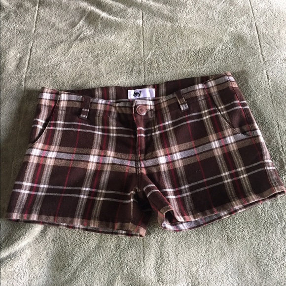 Red & Brown Plaid Fitted Shorts Sz5 by Lost