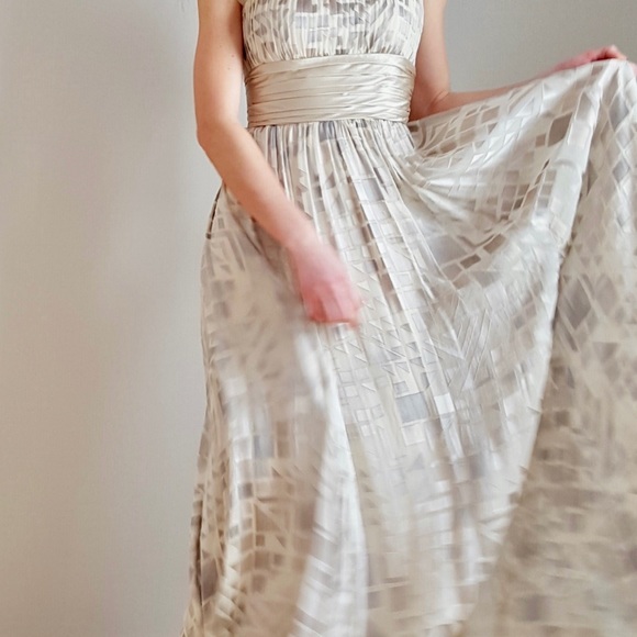 {BCBG} Long Chiffon Silk Flowy Evening Gown - Picture 2 of 5