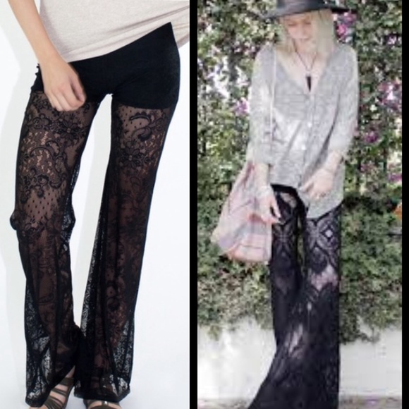 🌟LAST PAIR!🌟Black Lace Boho Flares! - Picture 2 of 4