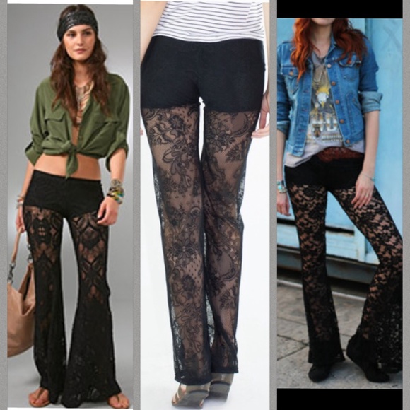 🌟LAST PAIR!🌟Black Lace Boho Flares! - Picture 3 of 4
