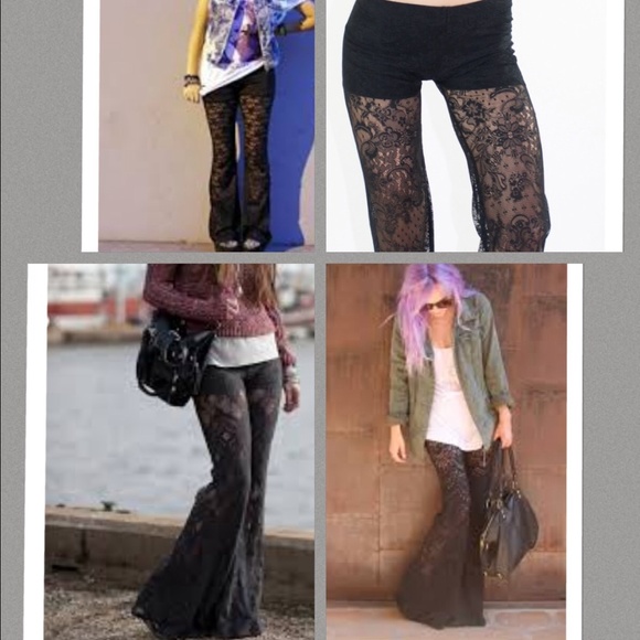 🌟LAST PAIR!🌟Black Lace Boho Flares! - Picture 4 of 4