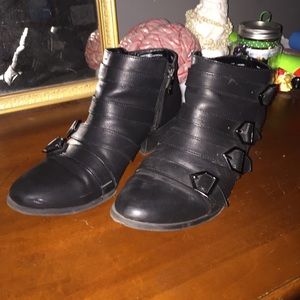 Black strap booties