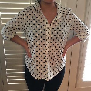 Polka dot 100% cotton cream and blue dot long