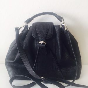 Black Leather Bucket Bag