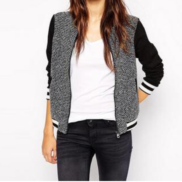Paneled bomber jacket