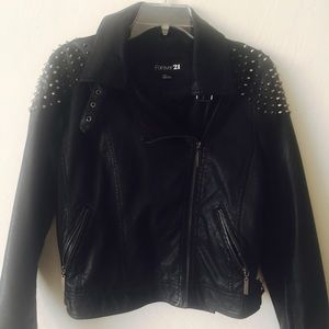 Faux Leather Jacket with Studs