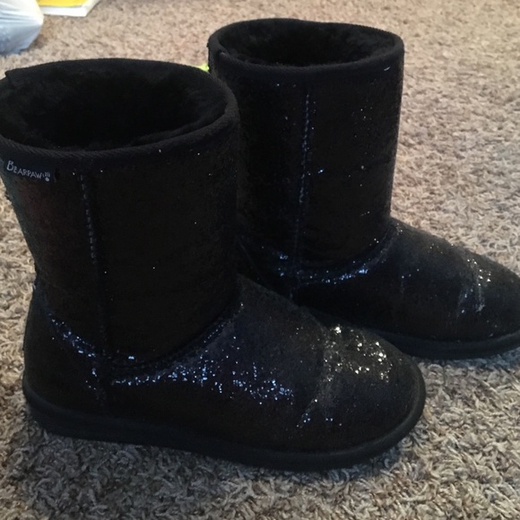 Black sparkle bearpaw boots